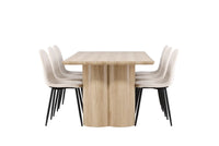Spisestol Polar & Olivia 2-pakk + Spisebord 210 x 100 – beige og natur