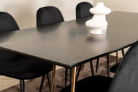 Spisegruppe Petra & Polar 190 x 90 + spisestol 2-pakk – svart
