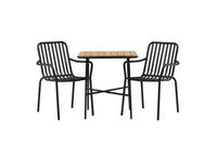 Kafébord Holmbeck & Peking 70 x 55 + spisestol 2-pakk – natur og svart