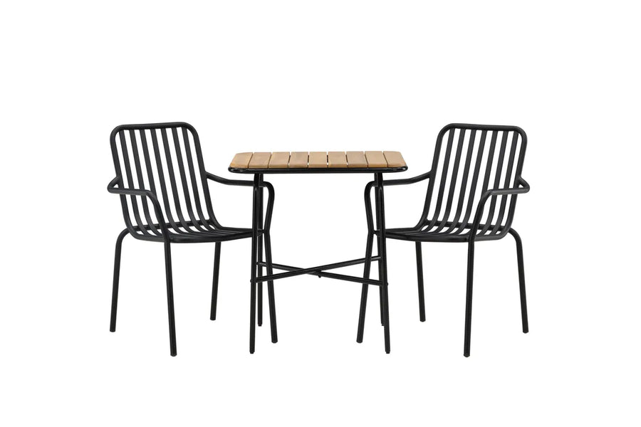 Kafébord Holmbeck & Peking 70 x 55 + spisestol 2-pakk – natur og svart