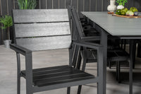 Spisegruppe Levels rektangulær 229 × 100 + spisestol 2-pakk – svart