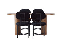 Spisegruppe oval 180 x 90 med 2-pakk spisestoler – svart og natur