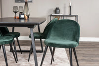 Spisestol Velvet & Inca 2-pakk + Spisebord 160 x 85 – grønn og svart