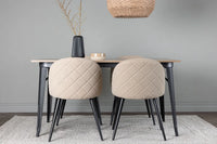 Spisestol Velvet & Tempe 2-pakk + rektangulært spisebord 140 x 80 – beige og valnøtt
