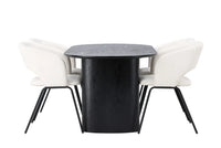 Spisegruppe oval 2-pakk 180 x 90 – offwhite og svart