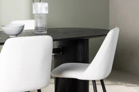 Spisebord ovalt 180 x 90 + 2-pakk spisestol – svart og hvit