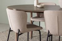Spisestol Modesto & Andy 2-pakk – beige + Spisebord ovalt 180 x 90 – natur