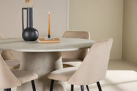 Spisegruppe rund ⌀120 med 2-pakk spisestoler – beige