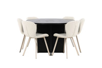 Spisegruppe Strada & Lilja ⌀120 2-pakk – svart og beige