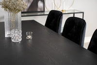 Spisegruppe Dipp & Velvet Deluxe 180 x 90 med 2-pakk spisestoler – svart