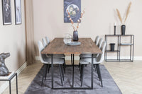 Spisebord Padang & Polar rektangulært 250 x 100 + spisestol 2-pakk – natur og grå