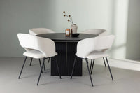Spisestol 2-pakk + Rundt spisebord ⌀130 – offwhite og svart