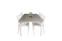 Spisebord Levels & Santorini rektangulært 229 × 100 + spisestol 2-pakk – hvit