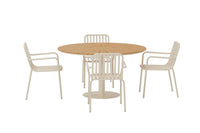 Spisestol Peking & Croft 2-pakk + Spisebord rundt Ø120 – beige