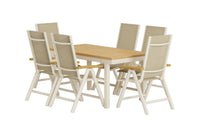 Posisjonsstol Panama 2-pakk – beige + rektangulært spisebord 160 x 90 – natur