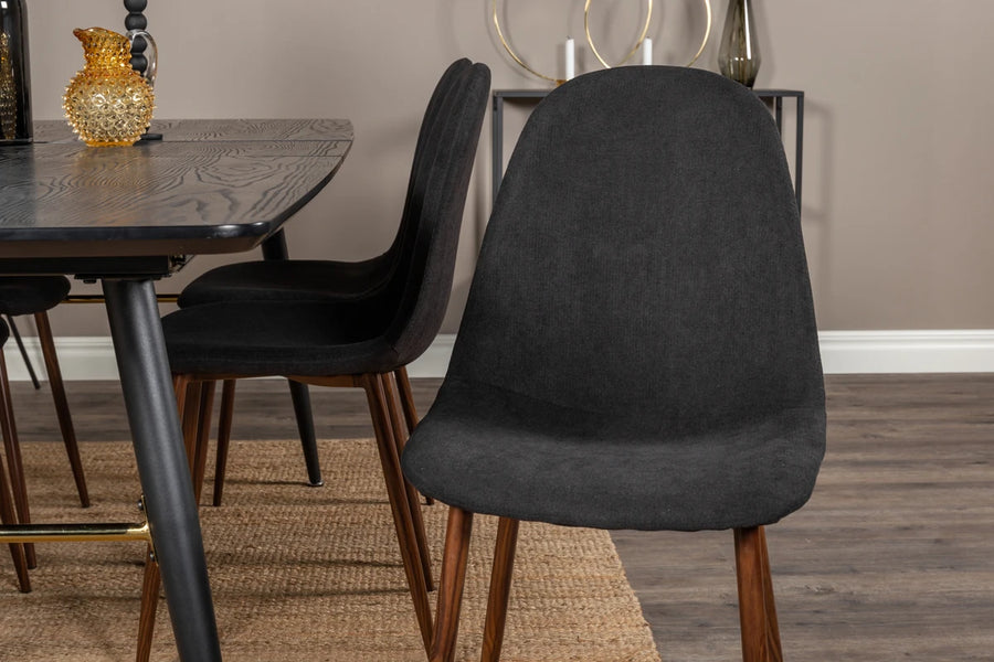 Spisebord Gold & Polar rektangulært 180 x 85 + spisestol 2-pakk – svart