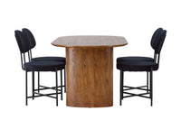 Spisegruppe oval 180 x 90 med 2-pakk spisestoler – svart og natur