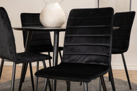 Spisegruppe rund ⌀115 + 2-pakk spisestoler – svart