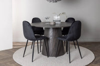 Spisestol Polar & Lanzo 2-pakk – svart + rundt spisebord ⌀120 – mokka
