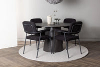 Spisestol Yesterday & Lanzo 2-pakk + Spisebord rundt ⌀120 – svart og mocca