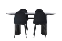Spisestol Polar & Isolde 2-pakk + Spisebord ovalt 180 x 90 – svart