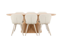 Spisegruppe oval 200 x 90 2-pakk – natur og beige