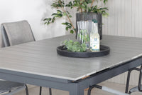 Spisegruppe Lindos 160 x 100 + 2-pakk spisestol – svart og grå