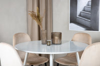 Spisegruppe rund ⌀100 2-pakk – hvit og beige