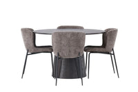 Spisestol Modesto & Lanzo 2-pakk + Runde spisebord ⌀120 – brun og mokka
