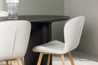 Spisegruppe oval 180 x 90 + spisestol 2-pakk – svart og beige