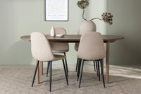 Spisestol Polar & Andy 2-pakk – beige + Spisebord ovalt 180 x 90 – natur