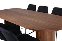 Spisestol Muce & Bianca 2-pakk – svart + Spisebord ovalt 200 x 90 – valnøtt
