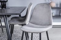 Spisegruppe Sleek & Polar 195 x 95 med 2-pakk spisestoler – svart og grå