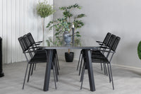 Spisegruppe Paola & Lindos rektangulært 200 × 100 + 2-pakk spisestoler – svart
