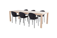 Spisebord 170 x 95 + 2-pakk spisestoler – hvitvasket og svart