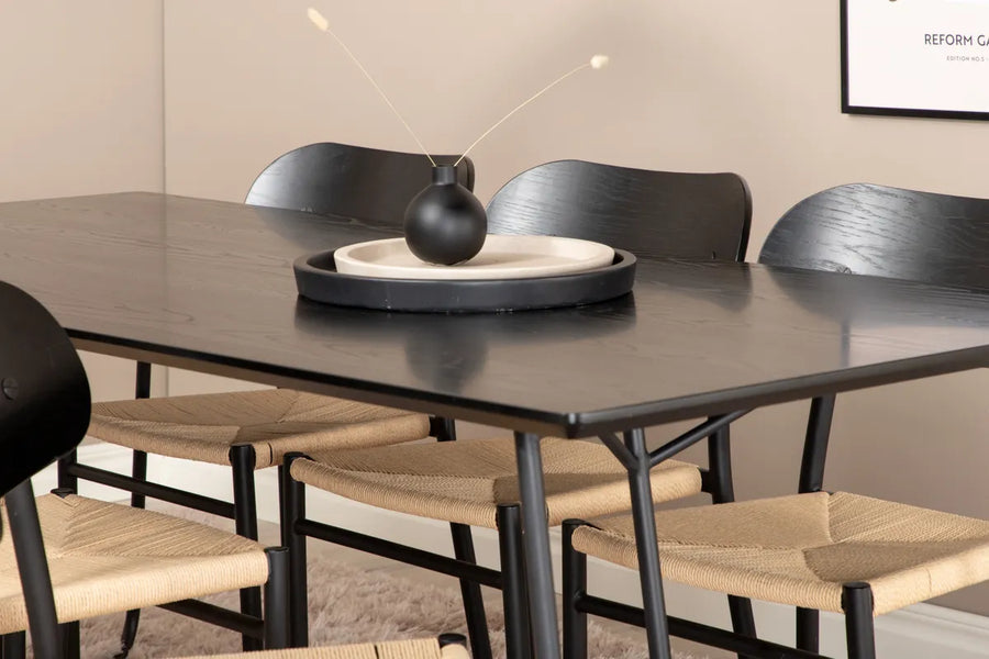 Spisegruppe Petra & Polly 190 x 90 2-pakk – svart