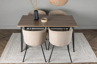 Spisegruppe Berit & Tempe 140 x 80 – beige og valnøtt