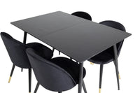 Spisebord rektangulært 120 x 80 + spisestol 2-pakk – svart