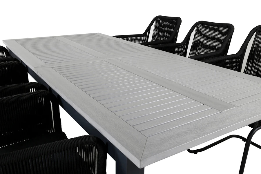 Spisebord Albany 224 x 90 – mørk grå