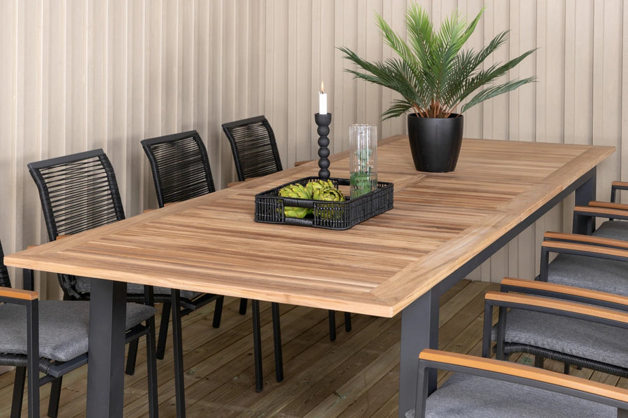 Spisestol Dallas & Panama 2-pakk + rektangulært spisebord 224 x 100 – svart