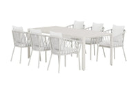 Spisegruppe 200 x 90 + spisestoler 2-pakk – beige og hvit