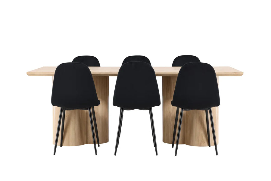 Spisegruppe Polar & Olivia 2-pakk 210 x 100 – svart og natur