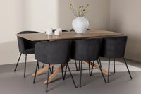 Spisegruppe Berit & Piazza rektangulært spisebord 180 x 90 – svart og mokka