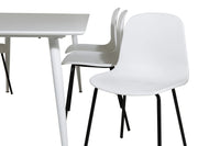 Spisestol Arctic & Polar 2-pakk + Rektangulært spisebord 180 x 90 – hvit