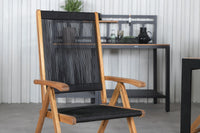 Spisestol Little John 2-pakk – svart + Spisebord rektangulært 205 x 90 – natur