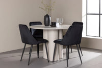 Spisegruppe Olivia 2-pakk stoler + rundt spisebord ⌀110 – svart og beige