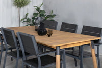 Spisegruppe Julian & Levels rektangulær 210 x 100 + spisestoler 2-pakk – natur og svart