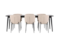 Spisegruppe 2-pakk + rektangulært spisebord 230 x 85 – beige og svart