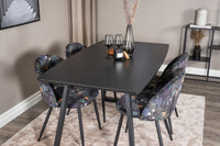 Spisestol Velvet & Inca 2-pakk + Rektangulært spisebord 160 x 85 – svart