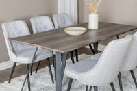 Spisegruppe Marina & Velvet Deluxe 180 x 90 + spisestol 2-pakk – natur og grå